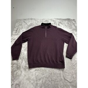 Carnoustie Golf 1/4 Zip Sweater‎ Mens Size Large Burgundy 100% Cotton EUC